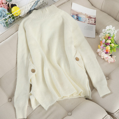 Дамски пуловер с висока яка в различни цветове