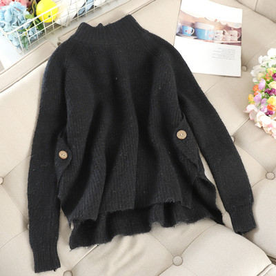 Дамски пуловер с висока яка в различни цветове