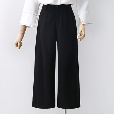Нов модел дамски панталон - широк модел в черен цвят