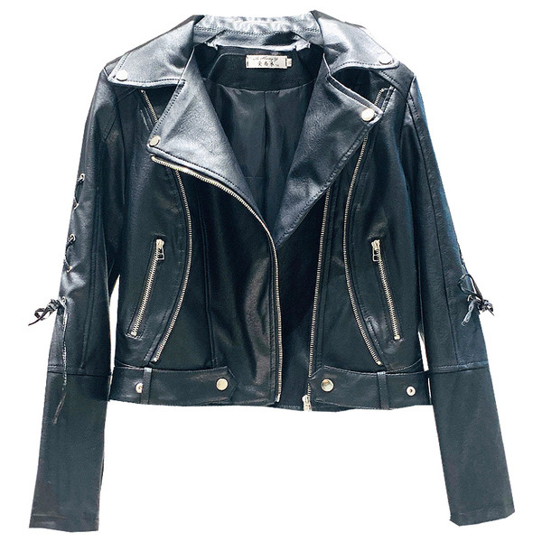 Νέο μοντέλο γυναικείο έκο δερμάτινο μπουφάν σε μαύρο χρώμα