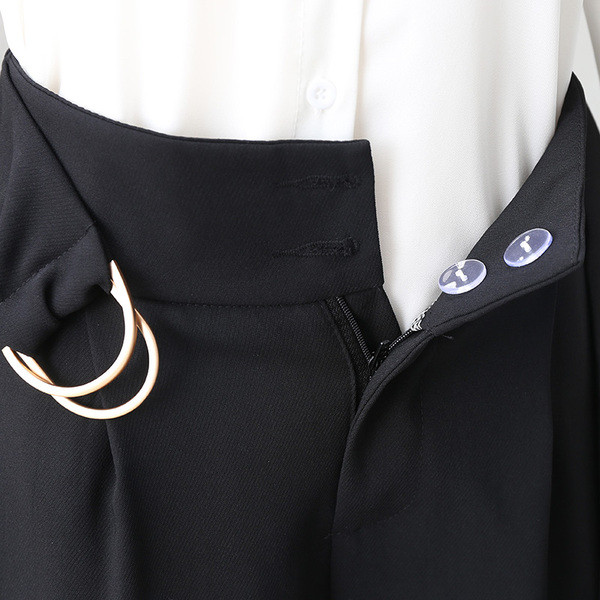 Нов модел дамски панталон с колан в черен и зелен цвят