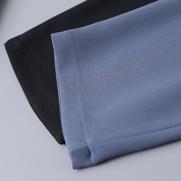 Нов модел стилен дамски панталон с колан в син и черен цвят