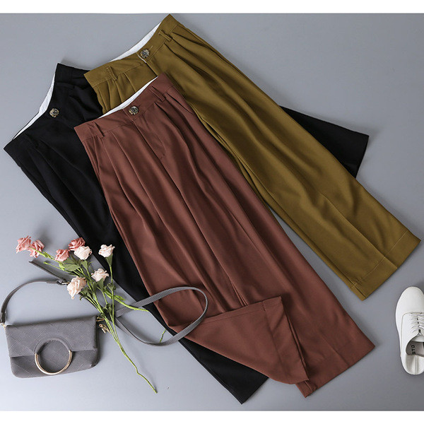 Нов модел дамски панталон с висока талия - широк модел в три цвята