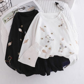 Bluza de dama model lat cu decolteu oval alb-negru