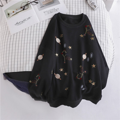 Bluza de dama model lat cu decolteu oval alb-negru