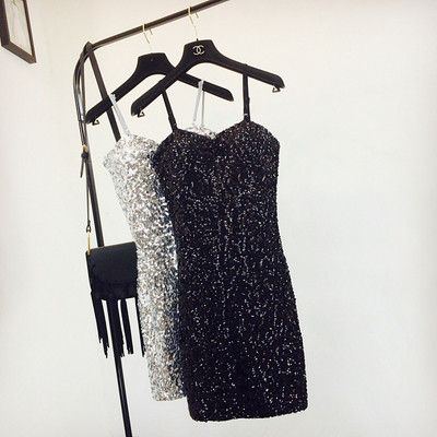 Rochie de dama model cu bretele subtiri si paiete
