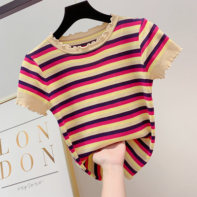 Цветна дамска блуза с къс ръкав в няколко цвята