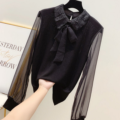 Стилна дамска  риза с панделка в няколко цвята