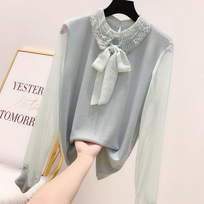 Стилна дамска  риза с панделка в няколко цвята