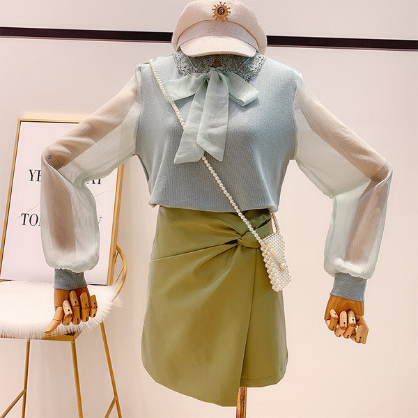 Стилна дамска  риза с панделка в няколко цвята