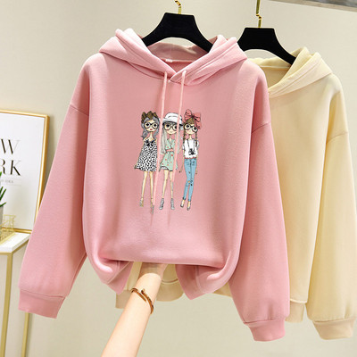 Дамски суичър с качулка и различни апликации