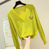 Cardigan casual dama cu broderie si nasturi in doua culori