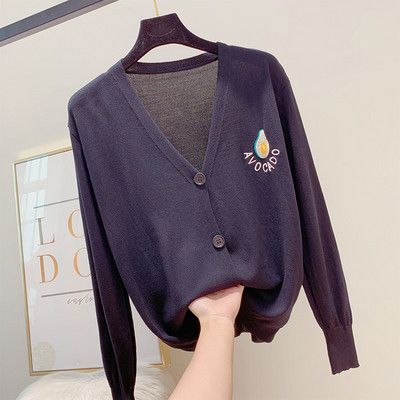 Cardigan casual dama cu broderie si nasturi in doua culori