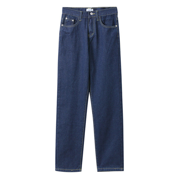 Модерни дамски дънки - широк модел в син цвят