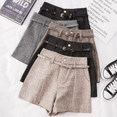 Есенни къси панталони с висока талия и колан в няколко цвята