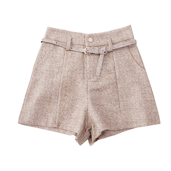 Есенни къси панталони с висока талия и колан в няколко цвята