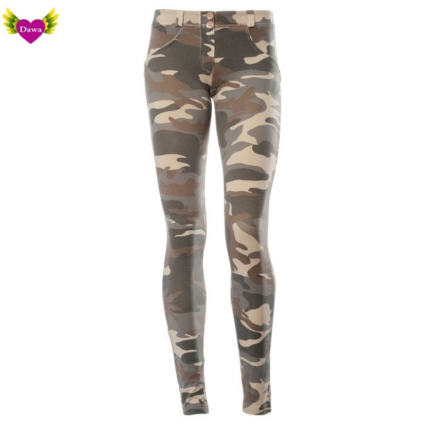 Модерен дамски камуфлажен панталон с джоб в сив цвят 