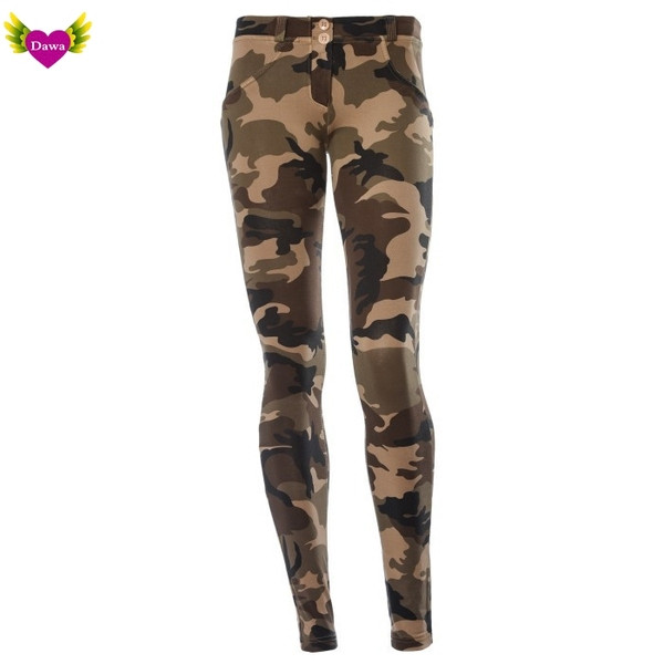 Модерен дамски камуфлажен панталон с джоб в сив цвят 