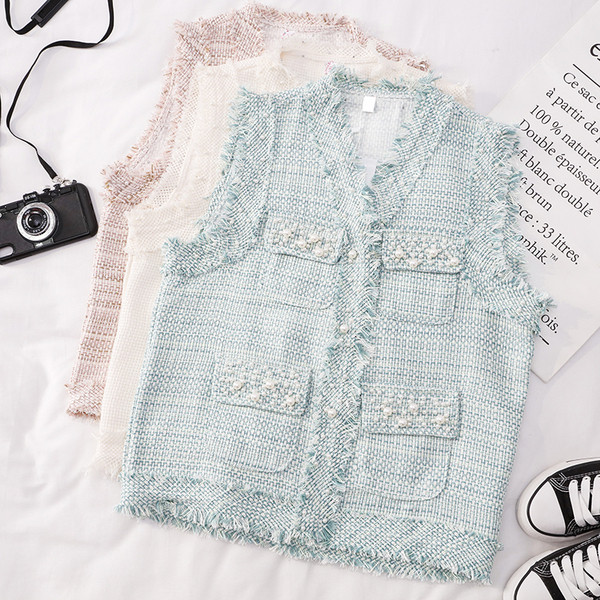 Актуален дамски елек с перли в няколко цвята