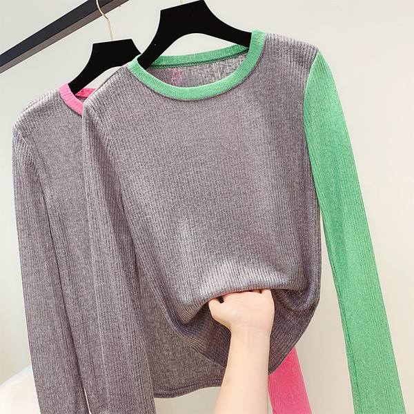 Дамска блуза с обло деколте в два цвята