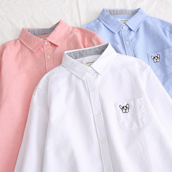 Ежедневна дамска риза в три цвята с джоб и бродерия 