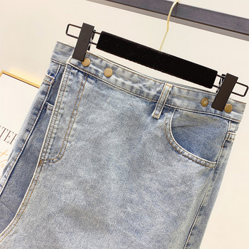 Fusta de dama denim model asimetric de culoare albastra