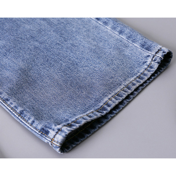 Модерни дамски дънки в син цвят с висока талия - широк модел