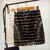 Дамска  стилна пола с пайети в два цвята 