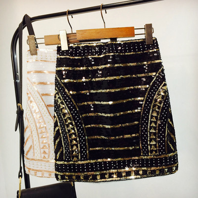 Дамска  стилна пола с пайети в два цвята 