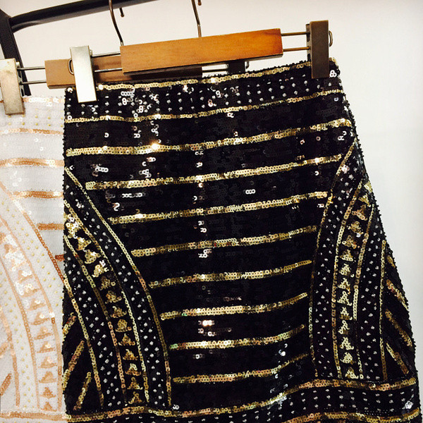 Дамска  стилна пола с пайети в два цвята 