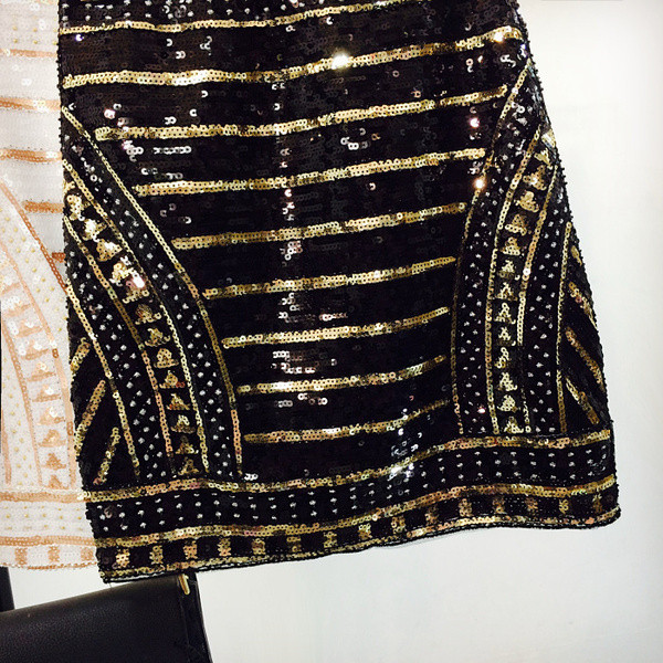 Дамска  стилна пола с пайети в два цвята 