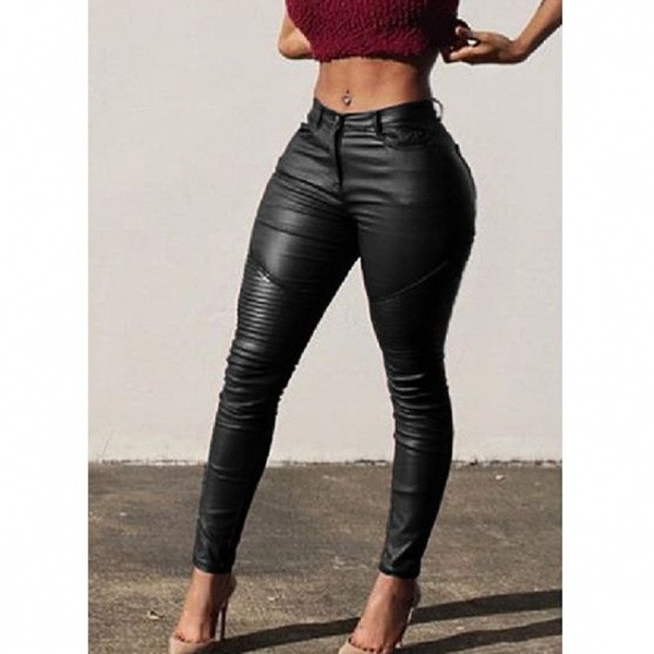 Модерен дамски панталон с висока талия в червен и черен цвят 