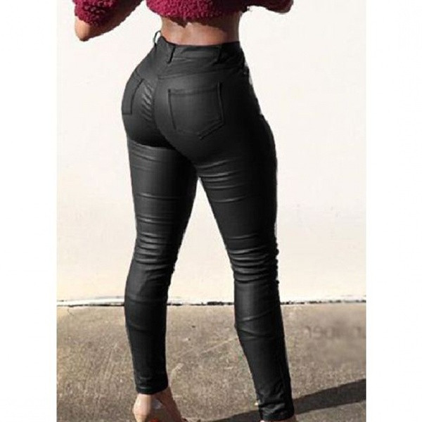 Модерен дамски панталон с висока талия в червен и черен цвят 