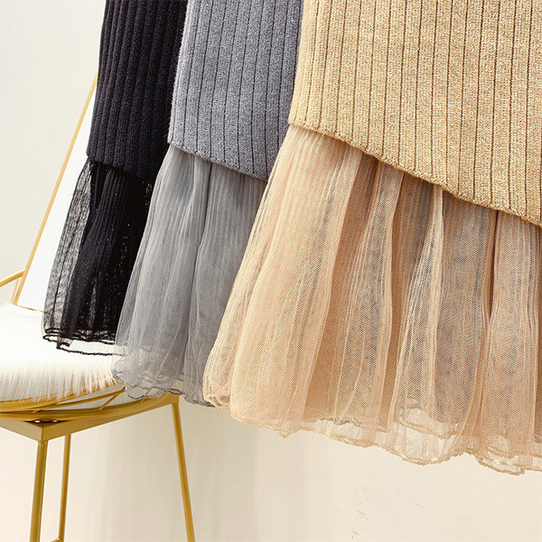 Дамска зимна пола с тюл и висока талия в няколко цвята