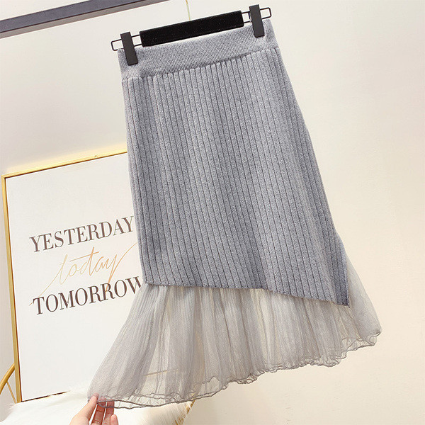 Дамска зимна пола с тюл и висока талия в няколко цвята