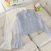 Модерна дамска риза с прозрачни ръкави в различни цветове