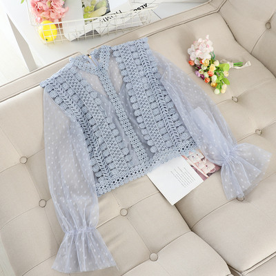 Модерна дамска риза с прозрачни ръкави в различни цветове