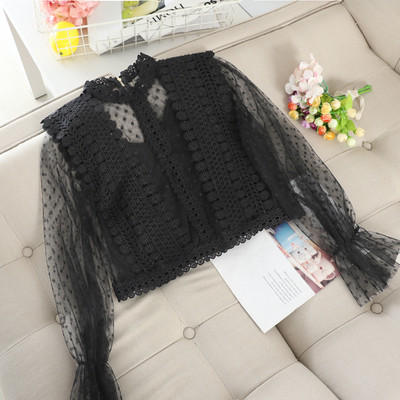 Модерна дамска риза с прозрачни ръкави в различни цветове