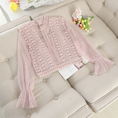 Модерна дамска риза с прозрачни ръкави в различни цветове