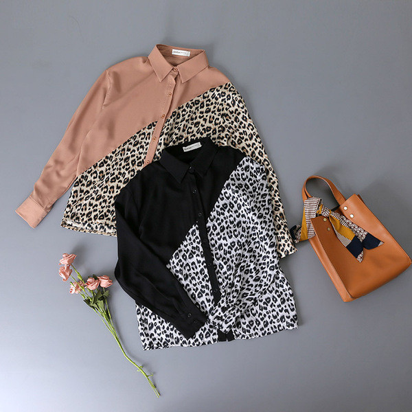 Нов модел дамска риза с животински мотиви в черен и розов цвят