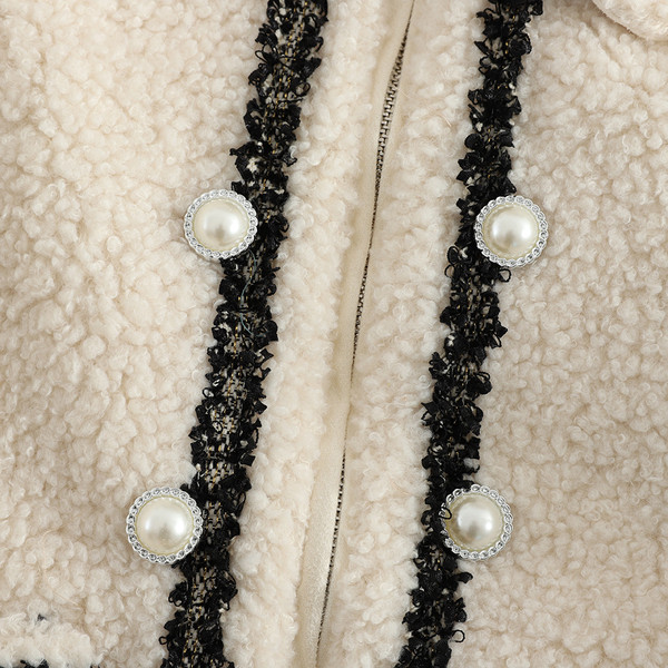 Дамско палто с перли и джобове в няколко цвята