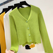 Дамска жилетка с копчета и шпиц деколте в няколко цвята