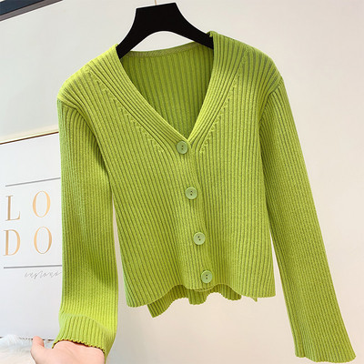 Дамска жилетка с копчета и шпиц деколте в няколко цвята