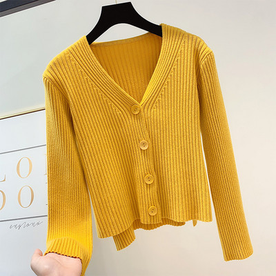 Дамска жилетка с копчета и шпиц деколте в няколко цвята