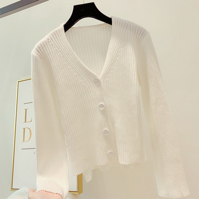 Дамска жилетка с копчета и шпиц деколте в няколко цвята