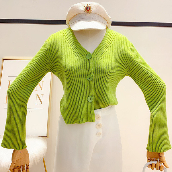 Дамска жилетка с копчета и шпиц деколте в няколко цвята