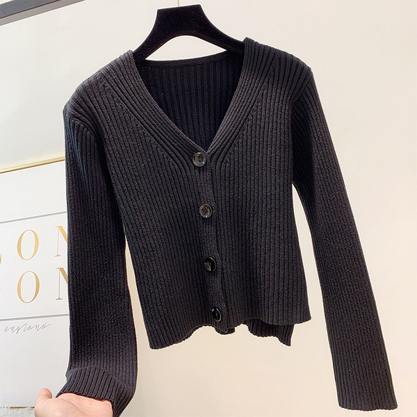 Дамска жилетка с копчета и шпиц деколте в няколко цвята