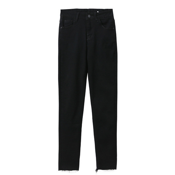 Ежедневни дамски дънки с джобове и скъсани мотиви в черен цвят