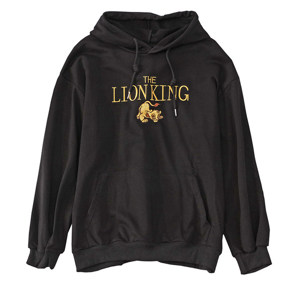 Дамски суичър с качулка и бродерия в черен и бял цвят