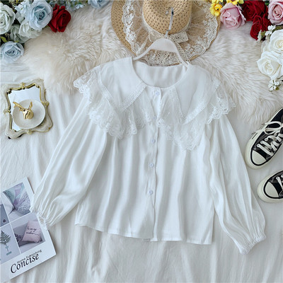 Модерна дамска риза с дантела и копчета в различни цветове